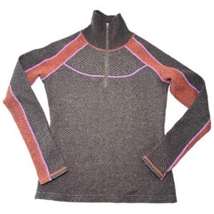 prAna Corrine Quarter-Zip XS Espresso‎ Brown Layering Sweater Fall Winter Knit